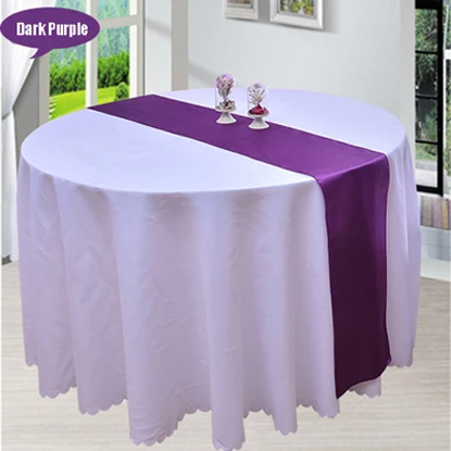 Hot 10pcs/lot Wedding Party Decoration 30*275cm Red/Pink/Blue 16 colors Satin Table Runner Ceremoney Event Kids Birthday Decor - Цвет: dark purple