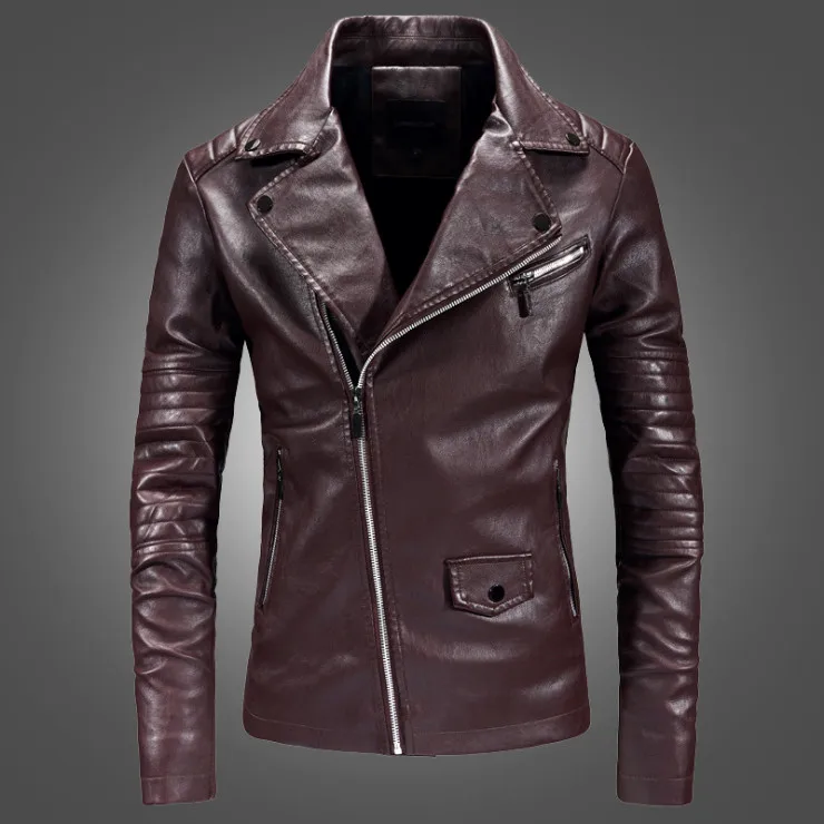 Новинка, мужские кожаные куртки, куртки из искусственной кожи, пальто, мотоциклетная кожаная куртка, Мужская куртка-бомбер, мужское кожаное пальто, пальто из искусственной кожи, Ropa - Цвет: K06 Red
