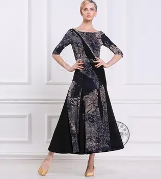 

customize blue short sleeve competition Fox trot Waltz tango practice ballroom dance dress social dance dress M-1652