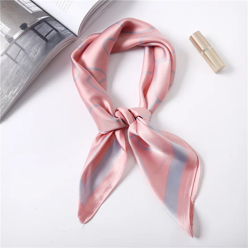 LaMaxPa 2018 Women New Fashion Square Silk Scarf Little love Pattern High Soft Satin Scarf Elegant Hair Tie Band Neckerchief