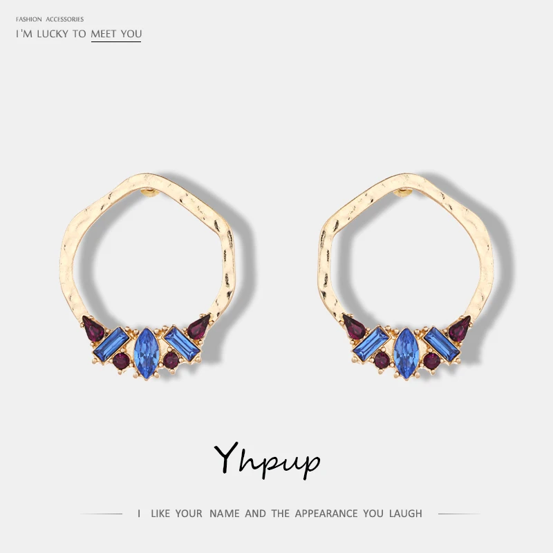 

Yhpup Charms Rhinestoe Crystal Round Dangle Earrings Vintage Ethnic Zinc Alloy Earrings Pendientes Mujer Moda 2019 Partu Gifts