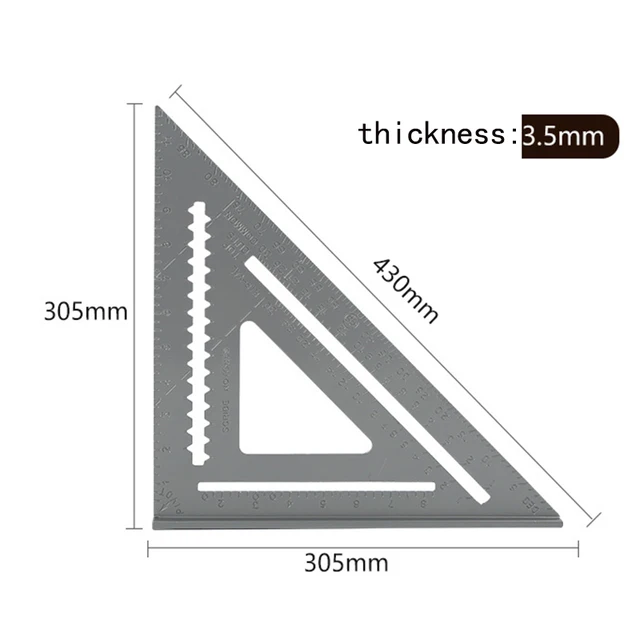 Triangular Ruler Squares Measuring Woodwork Angle Protractor Trammel Gauge Tool