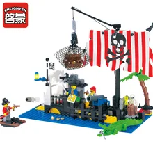 ENLIGHTEN 238Pcs Pirate Series Bricks Pirate Ship Command Center Model Building Blocks Set Minifigures Toy Compatible With Legoe