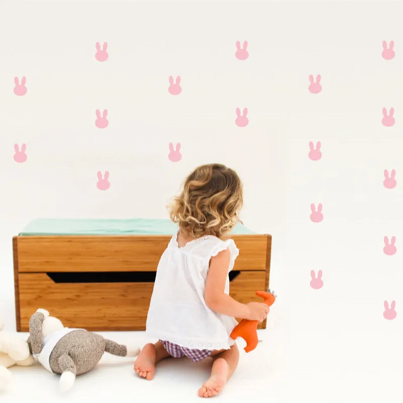 

Little Cut Rabbit Colorful Wall Art Nursery Decor Wall Stickers Rabbit Theme Kindergarten Kids Wall Stickers Child T170415