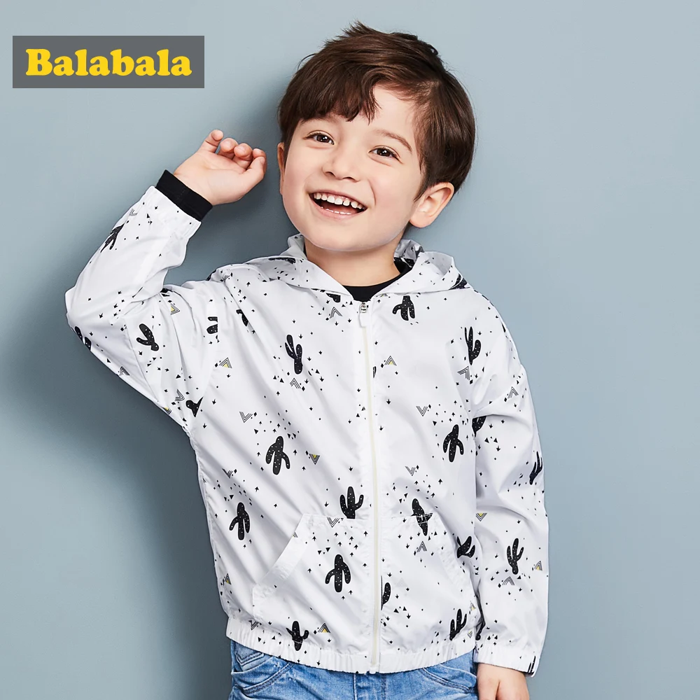 

Balabala boys jackets printed Children Clothes hooded long sleeve coats thin jackets summer clothing for toddler boys clothes