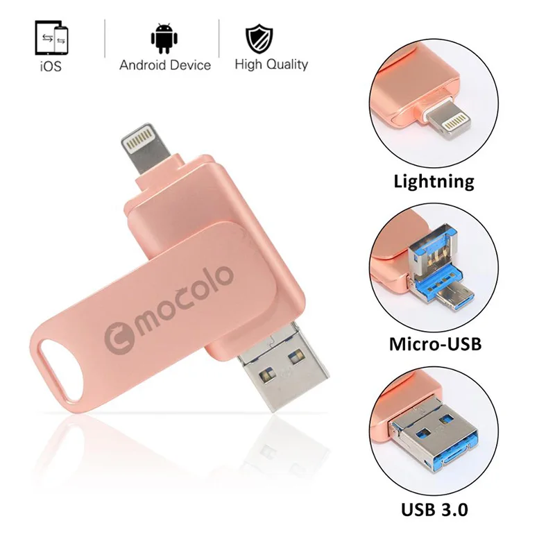 OTG 3 в 1 накопитель Micro usb-накопитель для iPhone X 8 7 Plus iPad Android PC 64 ГБ 32 ГБ 16 ГБ флеш-накопитель USB 3,0