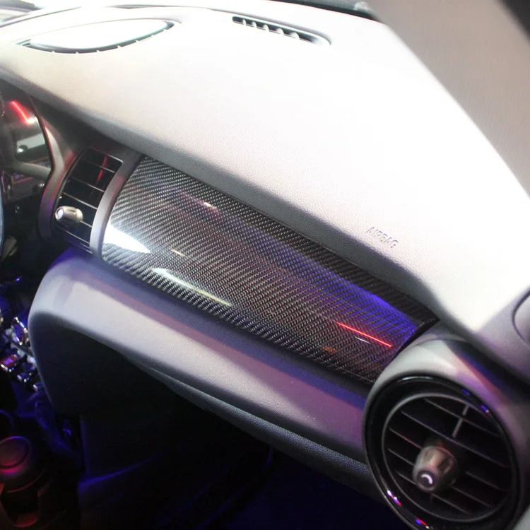 2 шт. ABS углеродного волокна с принтом в виде машинки, декоративная внутренняя отделка планки наклейка на приборную панель крышки для Mini Cooper F55 F56 аксессуары