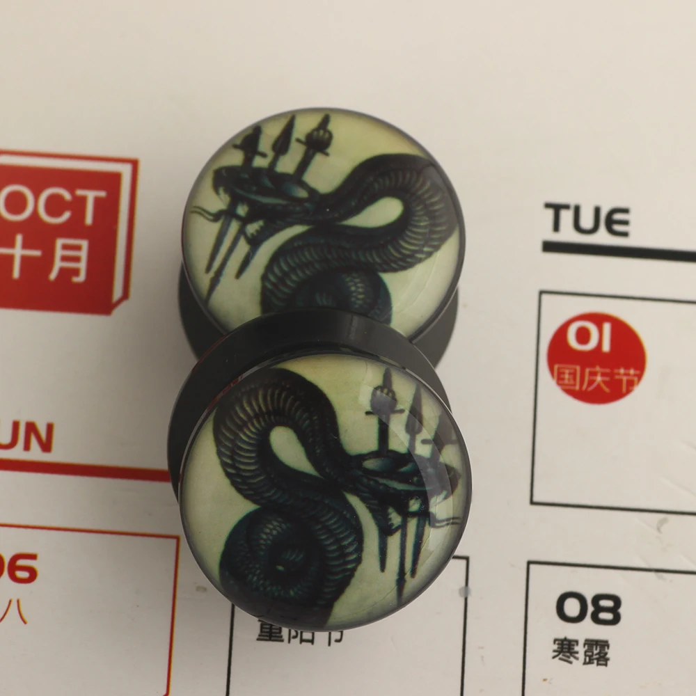 TIANCIFBYJS Snake Acrylic UV Flesh тонкие винтовые ушные затычки калибры для пирсинга ювелирные