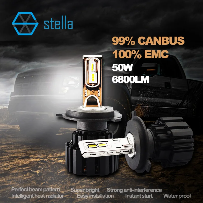 

Automotive LED headlight/foglight 9004/HB1/9007/HB5 led headlamp 50W 6800Lm 6000k 99% canbus super bright lifetime warranty