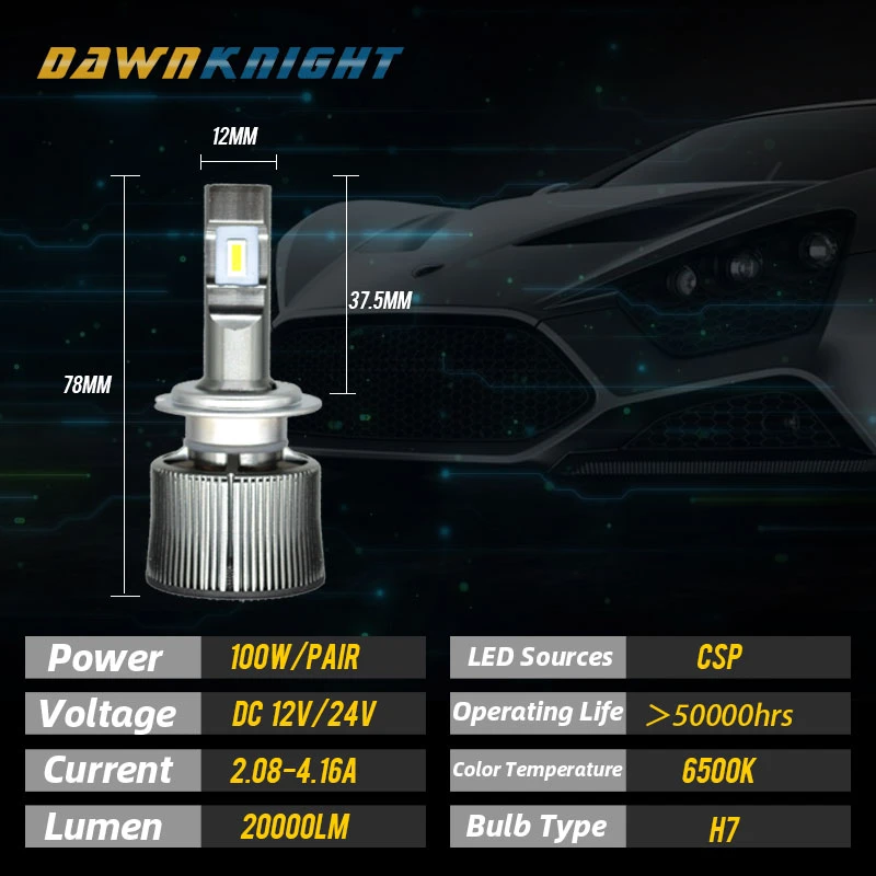 V35 H7 Led Canbus H1 H4 H8 H11 9005HB3 9006HB4 H7 светодиодные лампы 100 Вт 20000лм 6500 к CSP H7 светодиодная лампа турбо мини размер Автомобильная фара