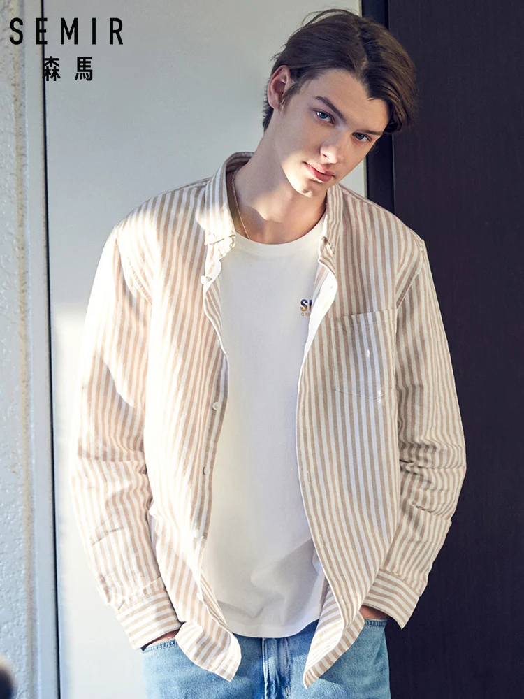 

SEMIR Men Standard Fit Long Sleeve Shirt Men's Long-sleeved Cotton Shirt Solid Male Urban Fashion Spring Autumn Tops Shirts
