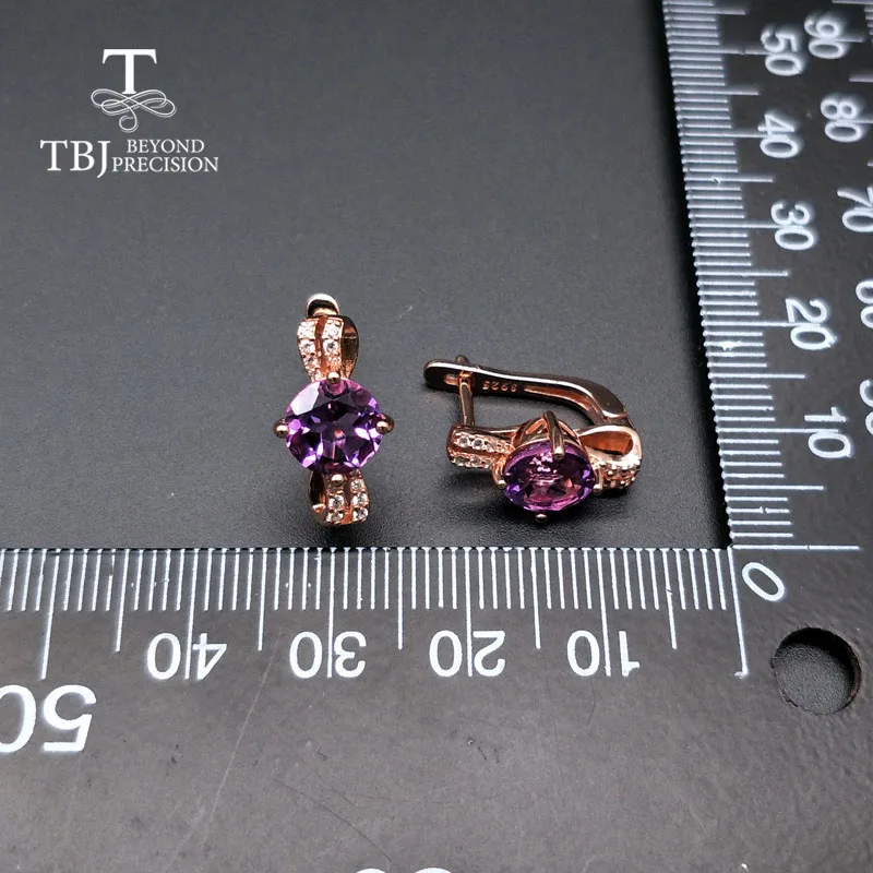 Женские серьги с аметистом TBJ Подарочные ювелирные украшения натуральными