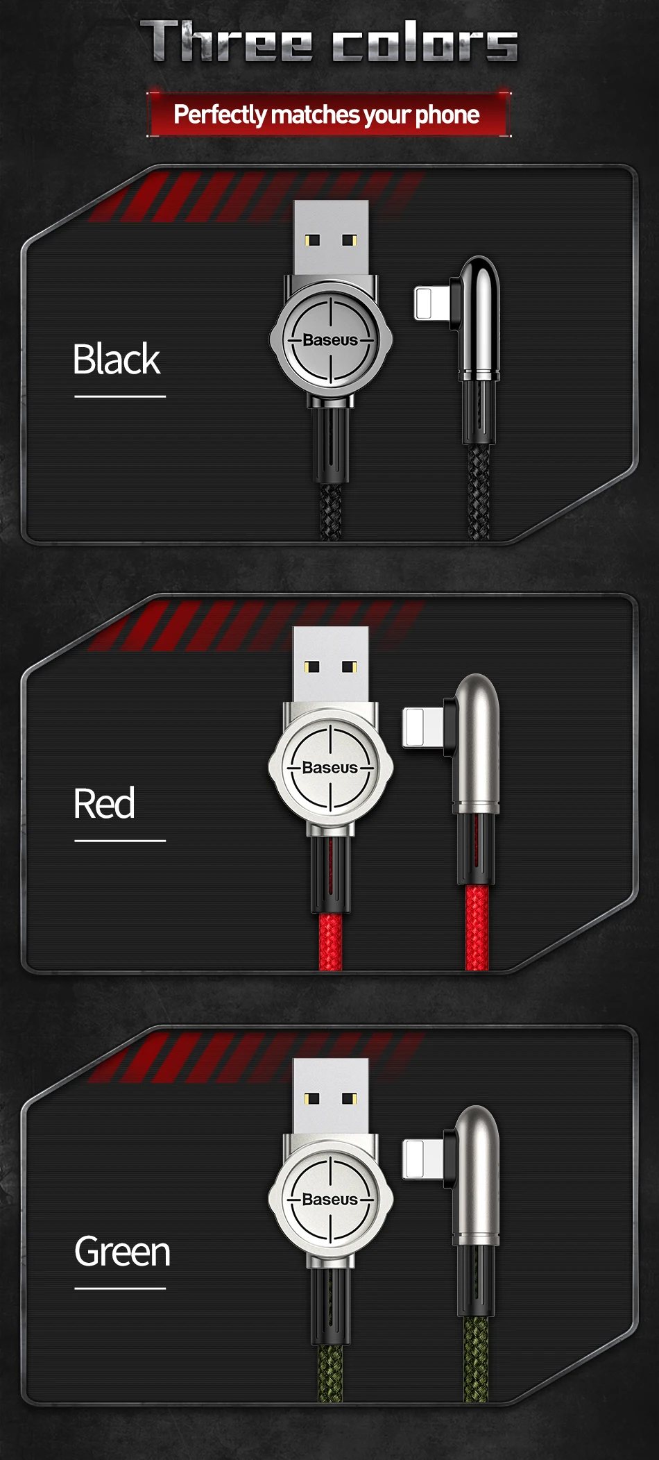 Baseus 90 градусов Реверсивный USB кабель 2.4A Быстрая зарядка кабель для iPhone X XR Xs 8 7 для телефона игры мобильный телефон зарядное устройство кабель