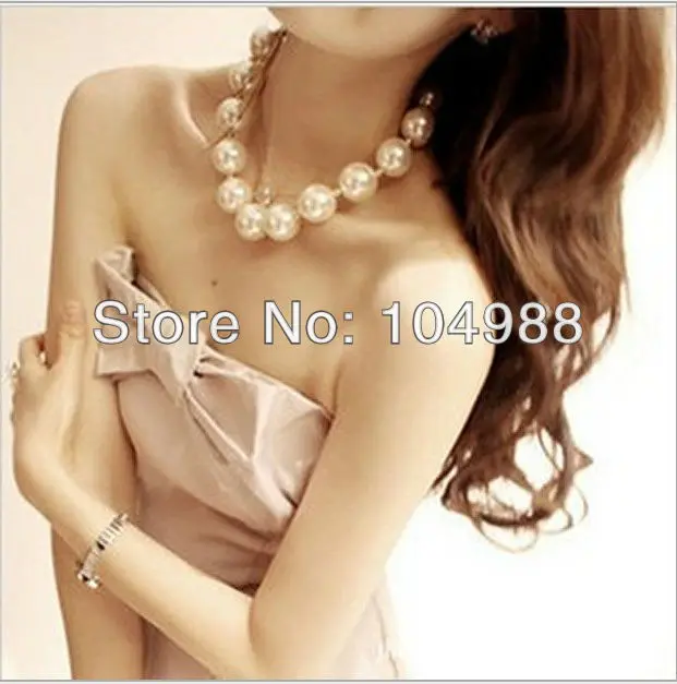 

Fashion Design Big White Imitation Pearls Necklace Bride Pearls Necklace&Pendants Jewelry