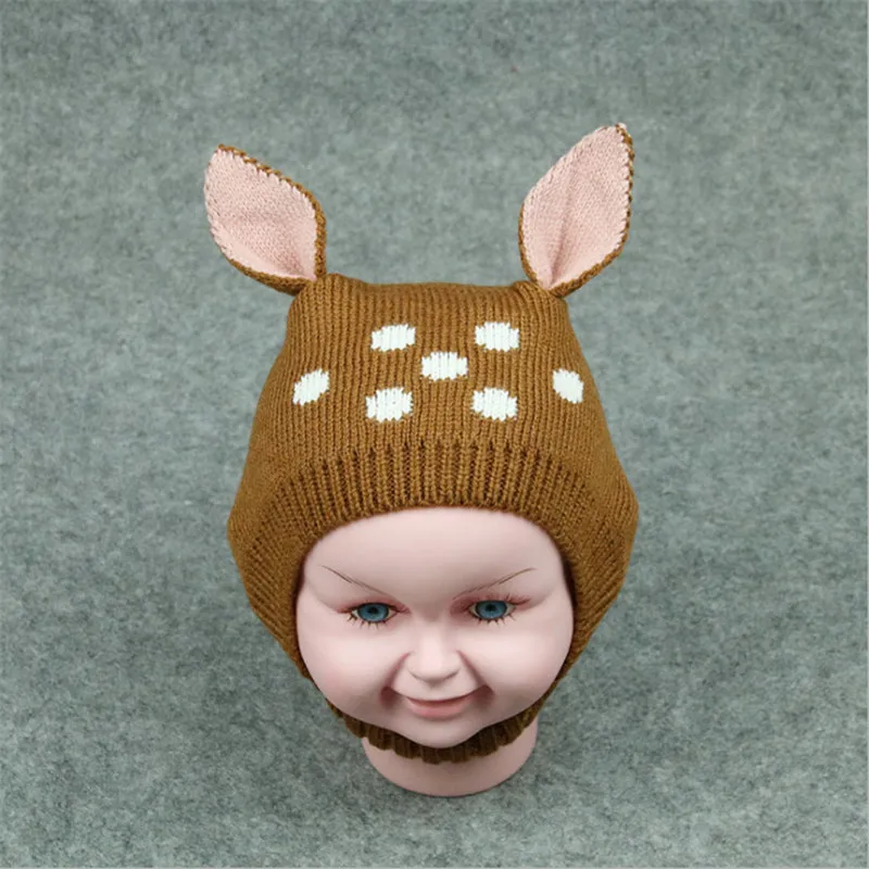New Lovely Baby Winter Hats Knit Children's Beanies Caps Warm Hooded
