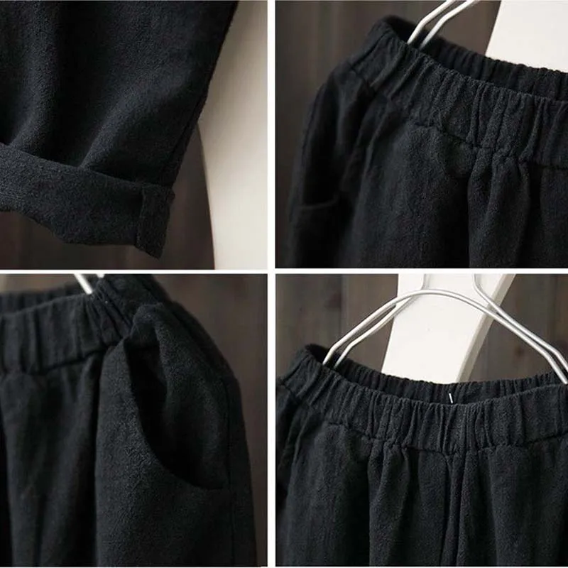 Фото Женские шаровары размера плюс 5XL льняные винтажные уличные свободные штаны с Женские шаровары размера плюс 5XL льняные винтажные уличные свободные штаны с