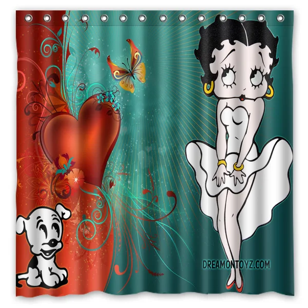 Hot New 180x180cm Betty Boop Waterproof Fabric Bathroom Shower Hot New 180x180cm Betty Boop Waterproof Fabric Bathroom Shower Curtain Bath Curtains With 12pcs Hooks Rings In From Home Garden On
