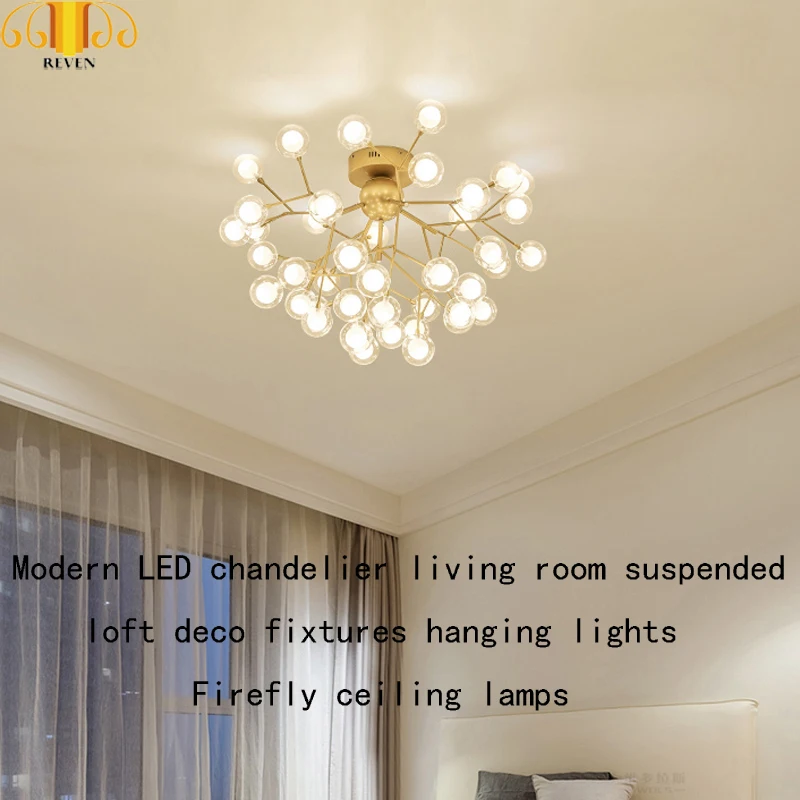 Us 209 25 7 Off Reven Modern Led Chandelier Living Room Suspended Loft Deco Fixtures Hanging Lights Firefly Ceiling Lamps In Chandeliers From Lights