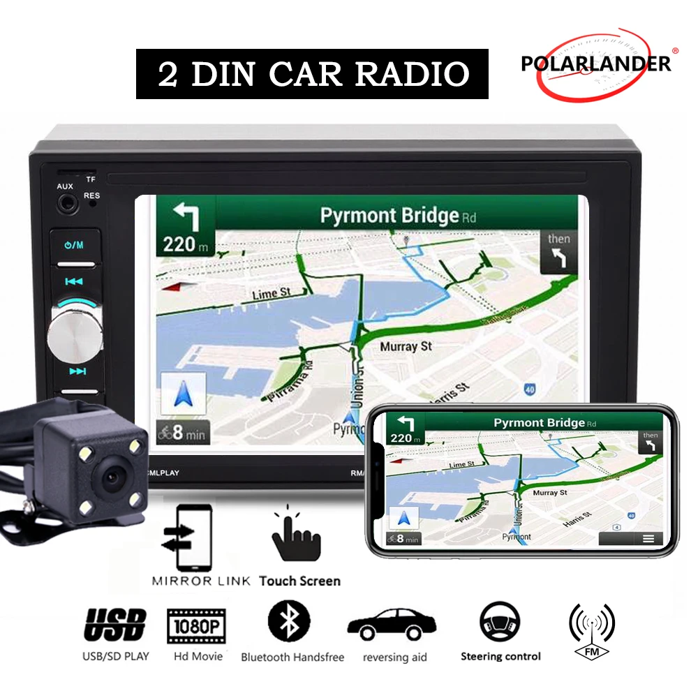 2 din магнитола Автомагнитолы Авторадио Bluetooth Сенсорный экран Дублирование экрана
