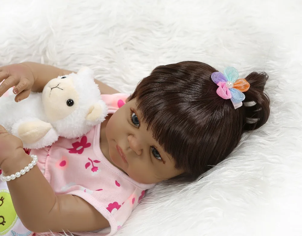 Брюнет девочка NPK 56 см bebe Кукла reborn baby doll афро-американская силиконовая игрушка для ванны