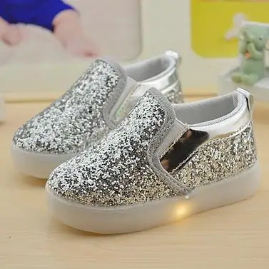 Baby Girls boy LED Light Shoes Toddler Anti-Slip Sports Boots Kids Sneakers Children Cartoon Sequins PU Flats size 21-30 New 183