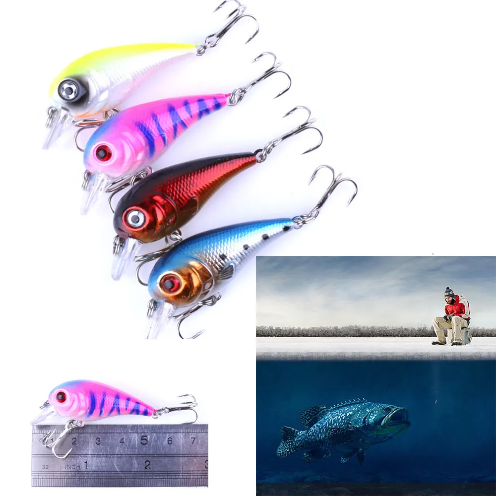 4Pcs Fishing Lures Kinds of Minnow Fish Bass Tackle Hooks Baits Crankbaits 4Pcs Fishing Lures Kinds of Minnow Fish Bass Tackle Hooks Baits Crankbaits