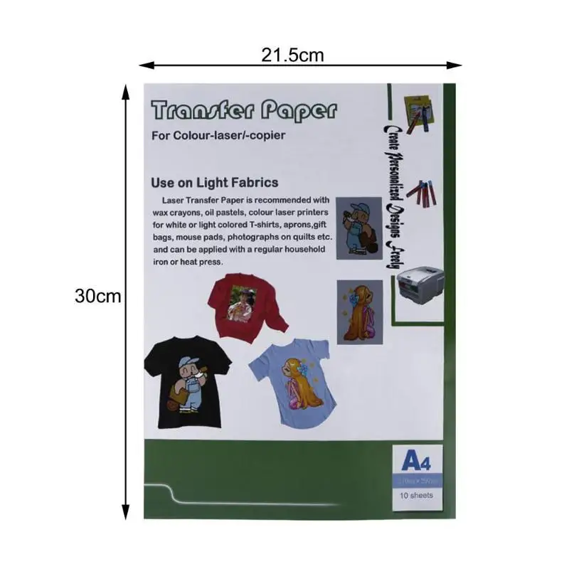 10 шт. лазерная бумага для передачи тепла(30*21,5 см) PU материал самосвальная бумага для футболки тепловые передачи полой бумаги s