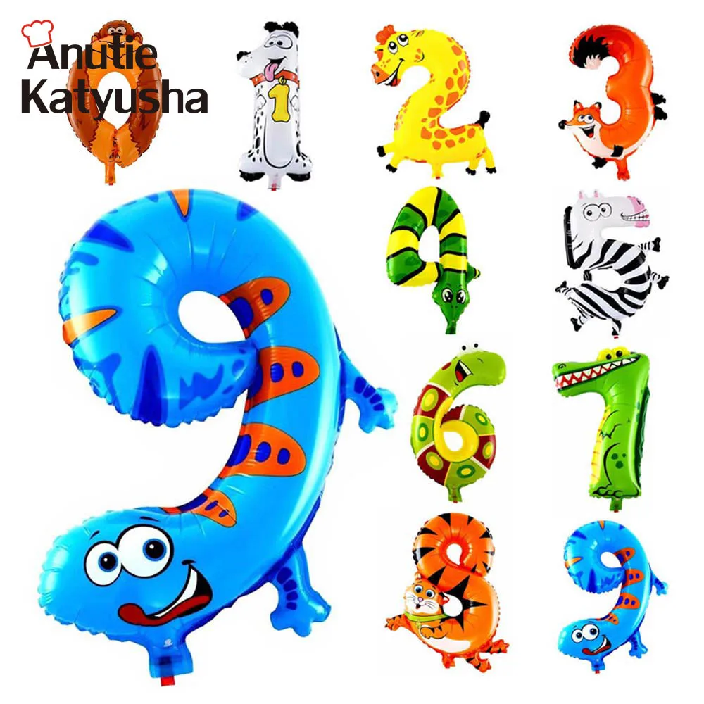 

1Pcs 16 Inch Animal Number Foil Inflatable Balloons Kids Party Wedding Happy Birthday Decoration Air Balloon Children's Gifts