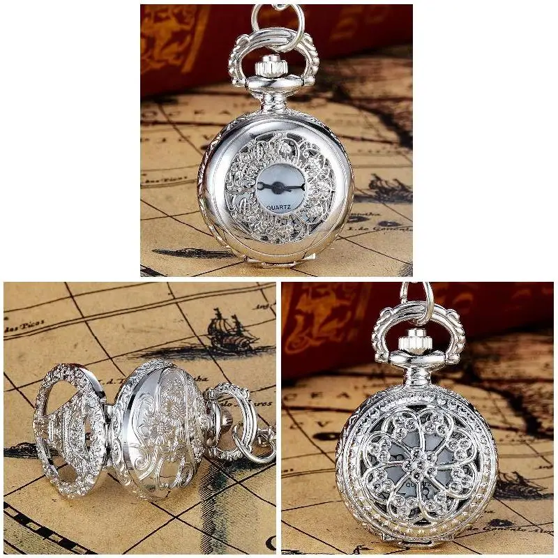 

Fashion Unisex Pocket Watch Alloy Openable Craft Carving Vintage Quartz Necklace Pendant Chain Clock Gifts LL@17