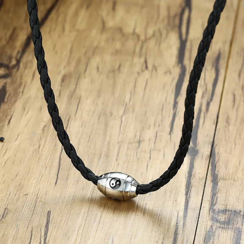 

Religion Taichi Pendant Necklace Men Braided Leather Stainless Steel Male Lucky Accessories