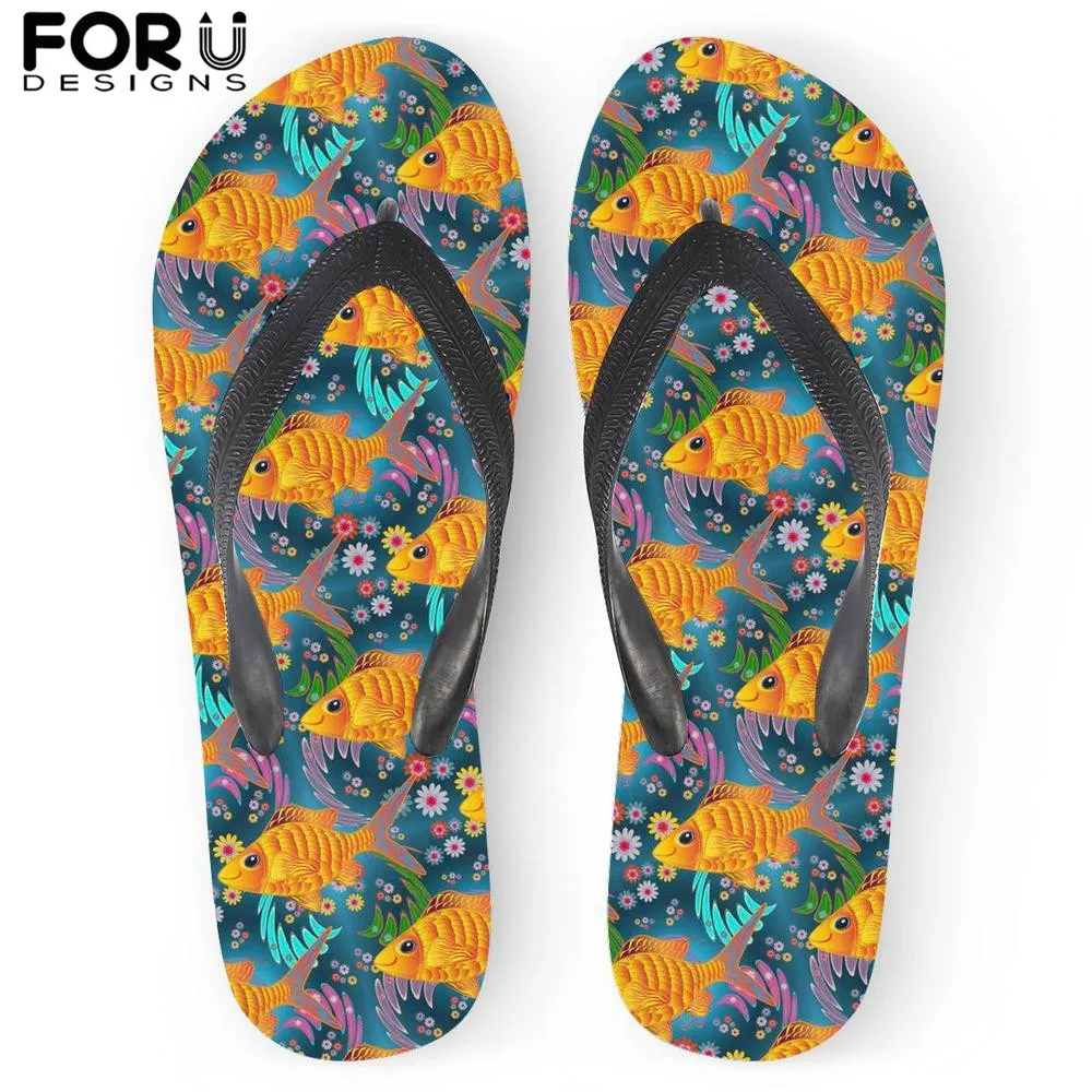 

FORUDESIGNS Women's Home Comfort Slippers Summer Woman Light Flip Flops Sandal Ladies Female Goldfish Pattern Beach Indoor Shoes