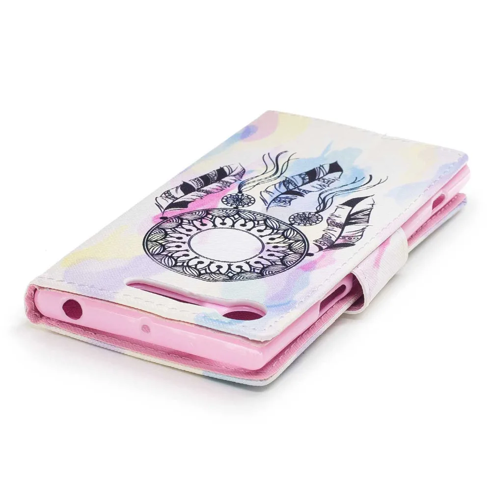 Изысканная роспись кожаный чехол для Sony Xperia XZ1 Компактный флип Flip Wallet Cover