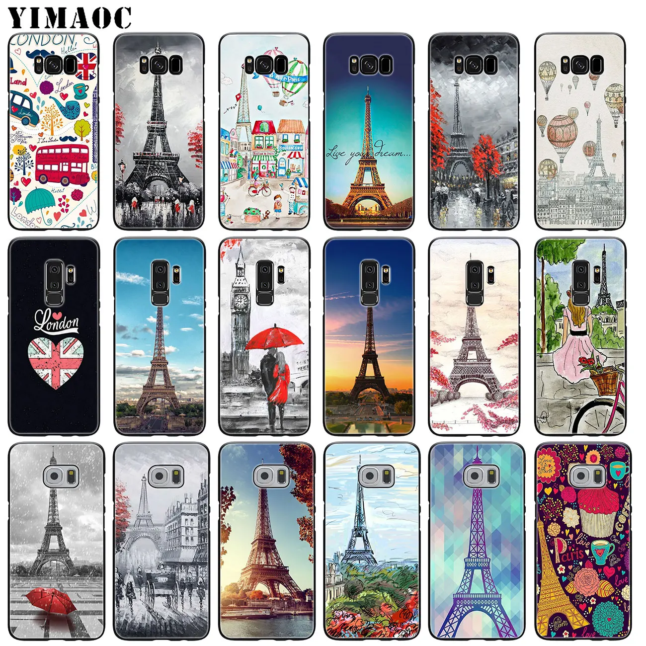 YIMAOC Paris Eiffel tower Soft Silicone Phone Case for Samsung Galaxy S20 Ultra S10 Lite S9 S8 Plus S7 Edge S10e Cover | Мобильные