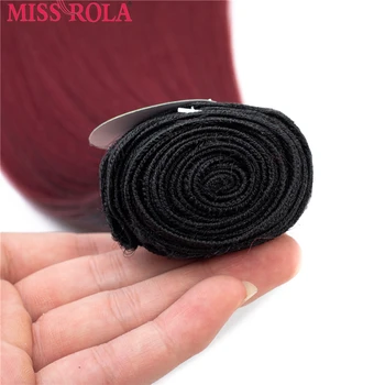 

Miss Rola Synthetic Yaki sraight Hair Weft Ombre Colored Hair 8-14inch 4+1pcs/Pack T1B/BUG Weaving Bundles With Free Closure