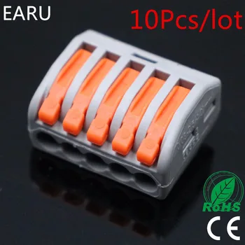 

10Pcs/lot 222-415 PCT-215 PCT215 Universal compact wire wiring 5 Pin connector conductor terminal block lever 0.08-2.5mm2