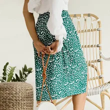 Мини-юбки женские летние с высокой талией милые Jupe Femme лаконичные повседневные универсальные сексуальные юбки с принтом в горошек