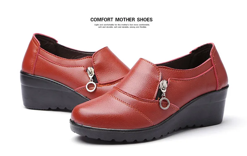 CEYANEAO/Женская Удобная Обувь для мам Новая Осенняя обувь из мягкой искусственной кожи на платформе женская обувь на низкой танкетке на молнии размера плюс 35-41e745