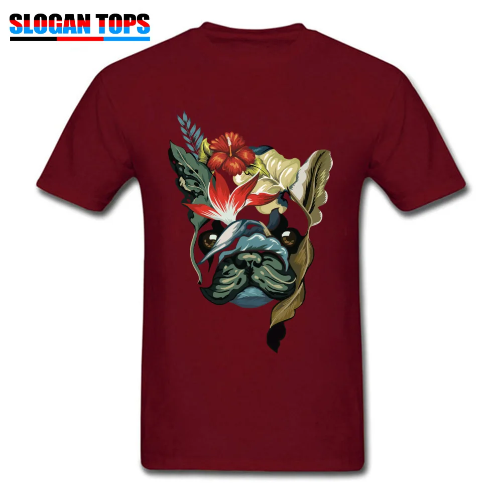 100% Cotton Men Short Sleeve TROPICAL FRENCHIE T-shirts Cool Tops Shirt 2018 Design Crew Neck Tops & Tees Wholesale TROPICAL FRENCHIE maroon