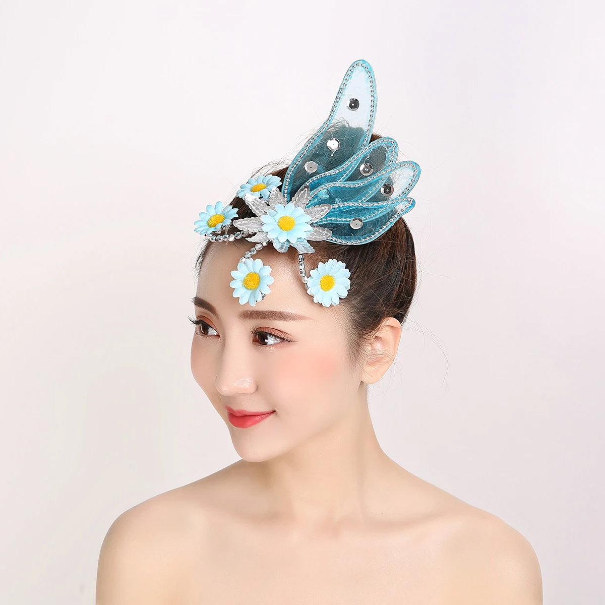 

New Plum Blossom Stage Performance Headwear Plaza Head Flower Sequins Accesorios Para El Cabello Hair Accessories Floral