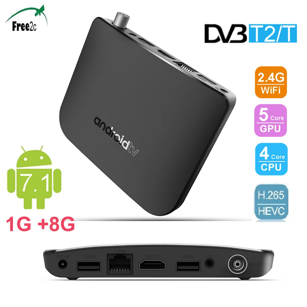 

M8S PLUS DVBT/T2 Android 7.1 TV Box Amlogic S905D Quad Core 1GB 8GB 2.4G WiFi 4K H.264 1080P 100M set top box high quality
