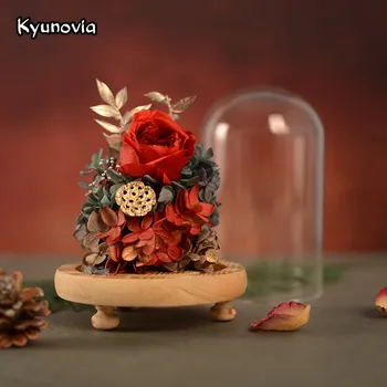 

Kyunovia Home Decoration Valentine's Day Birthday Gift Fresh Preserved Rose Flower In Glass Classmate Quinceanera Gifts KY119