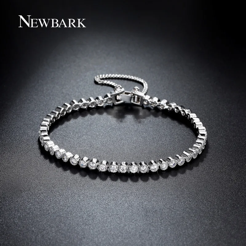 font b NEWBARK b font Luxury Round Shaped Cubic Zirconia Friendship Slim font b Bracelets