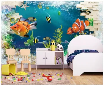 

Custom photo wallpaper for walls 3 d wall murals wallpaper 3d brick wall underwater world children's room wall papers home decor