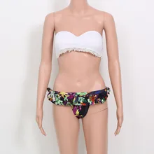 2016 New Hot Strapless Swimwear Crochet Padded Tanga Panties Halter Swimsuit Sexy White Bra Bikini Brazilian Maillot De Bain