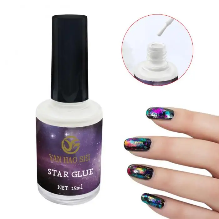 1 Pcs 15ml Nail Art Glue Gel Galaxy Star Adhesive for Foil Sticker Transfer Tips DIY Hot Mdf