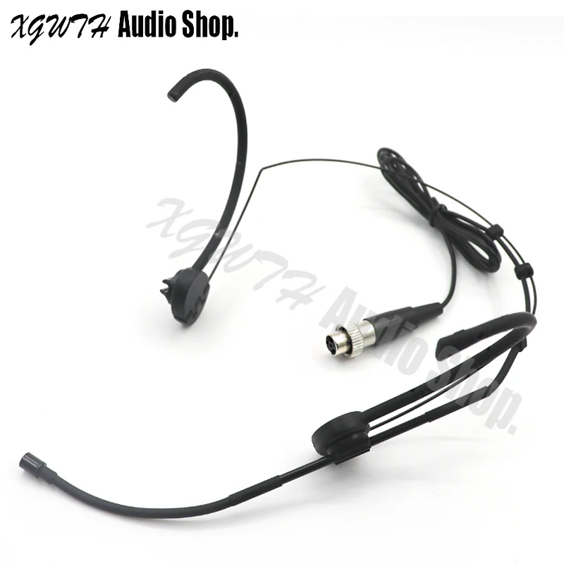 Black Dual Hook Head Headset Microphone For MiPro Wireless Radio Mics System Beltpack Mini XLR 4Pin Lock Foldable Ears | Электроника