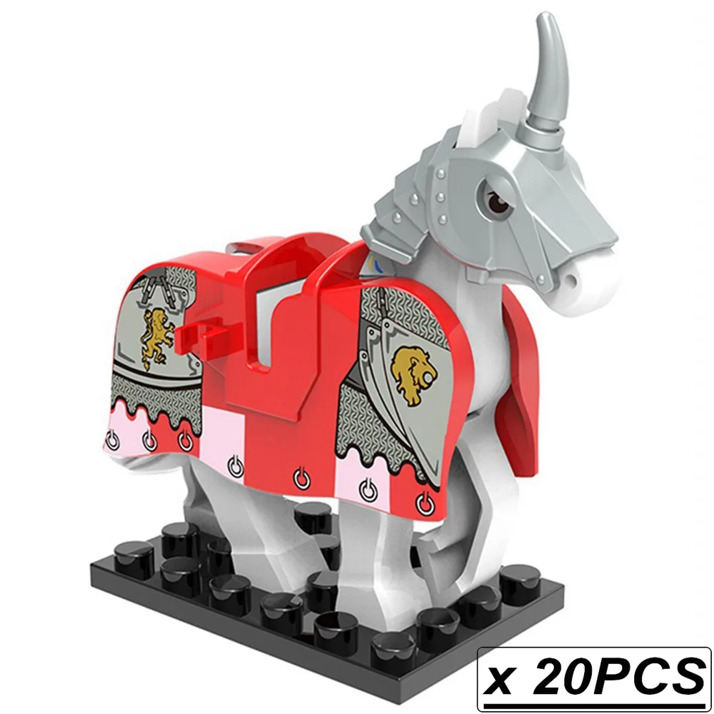 8Pcs War Horse Medieval Knights Rome Crusader Lego Moc Minifigure Toys