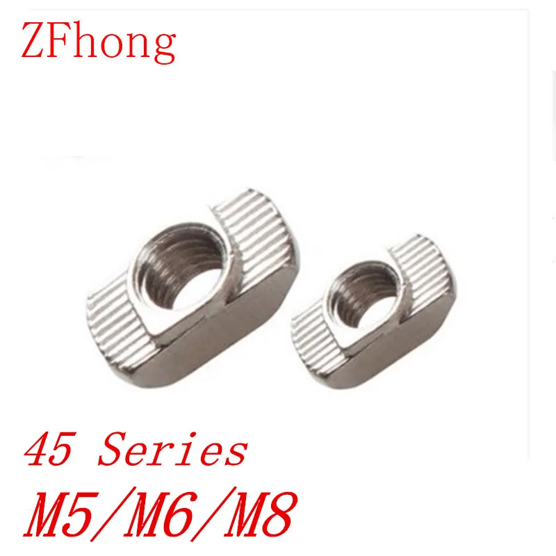 50PCS 4545 Alumininum profile T NUT m5 m6 m8 Nut Hammer Aluminum Connector Fastener Nickel Plated Carbon Steel | Обустройство дома