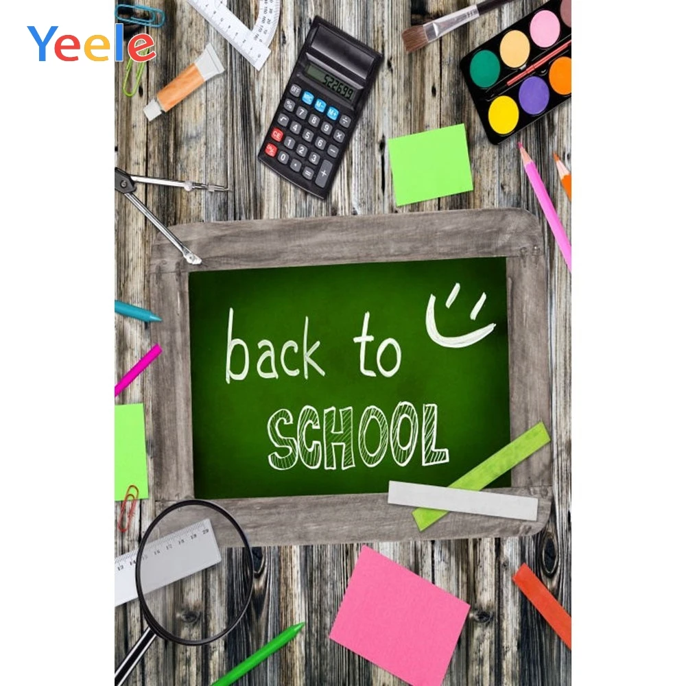 

Yeele Vinyl Welcome Children Back To School Party Wood Pen Book Photography Backdrops Blackboard Background For Photo Studio