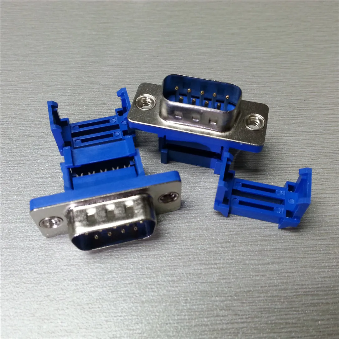 5pcs Didc9 Db9 Male Serial Port Connector Idc Crimp Type Dsub Rs232 Com Connectors 9pin Plug 9p